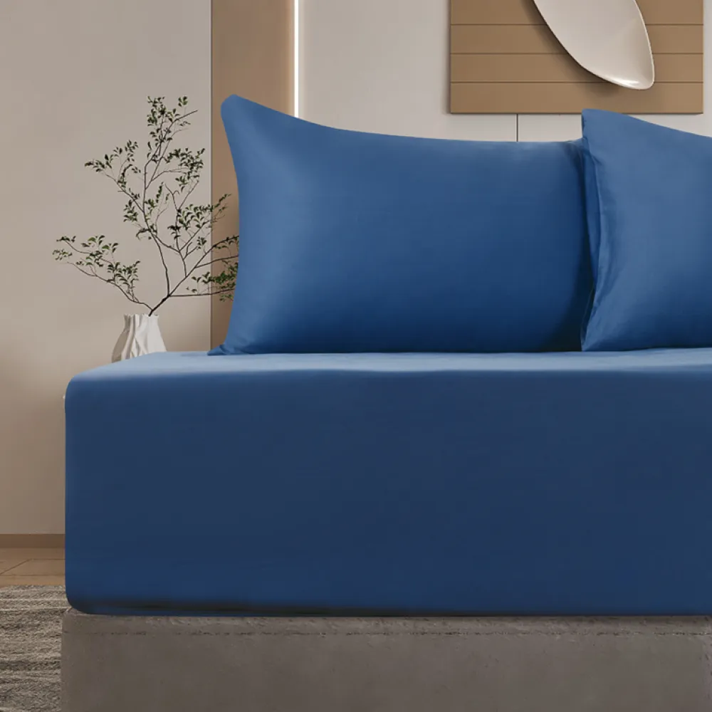plain bamboo cotton fitted sheet blue (4)